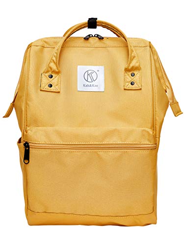 Kah&Kee Polyester Travel Backpack Functional Anti-theft School Laptop for Women Men (Yellow, Medium)