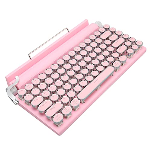 Electric Typewriter Vintage, 83 Key Typewriter Style Mechanical Gaming Keyboard with Knob Control, Punk Round Keys, for Android, for Win 10, for iOS, for OS X Laptop ()