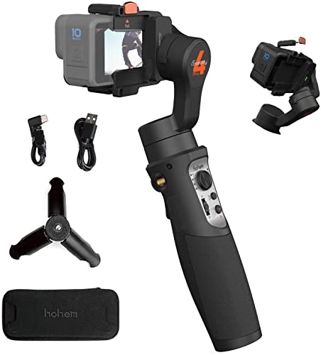 hohem iSteady Pro 4 3-Axis Gimbal Stabilizer for GoPro 12/11/10/9 8/7/6/5, for Osmo Action and Other Action Cameras - Support Bluetooth & Cable Control, IPX4 Splash Proof with Tripod
