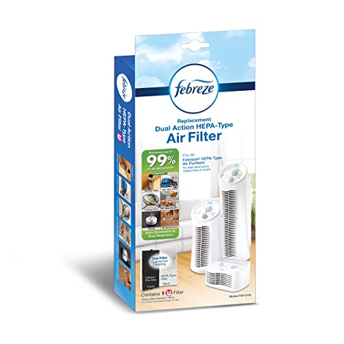 Febreze Replacement Dual Action HEPA-Type Air Purifier Filter, U Filter, 2-Pack, FRF102B