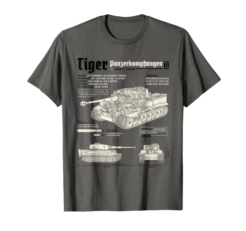 Tiger Tank Panzer World War 2 Blueprint T-Shirt