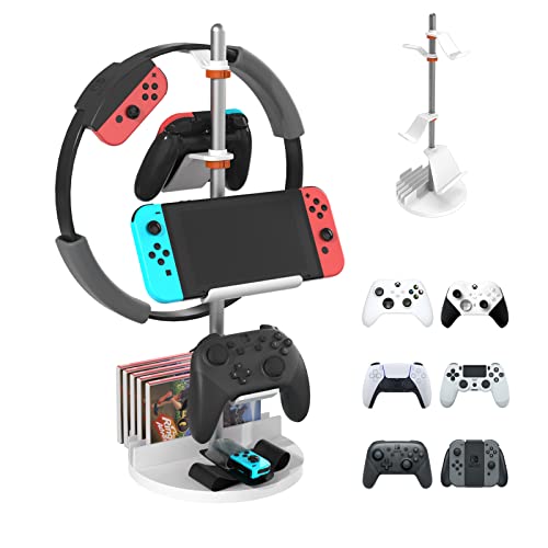 WEGASTU Headphone Stand,PS5 Controller Holder,Gaming Accessories Holder,CD Holder, ipad stand for Headset,Phone,Ipad,PS5,Xbox,Switch Game controller.Vertical desktop stereo stand.Removable combination