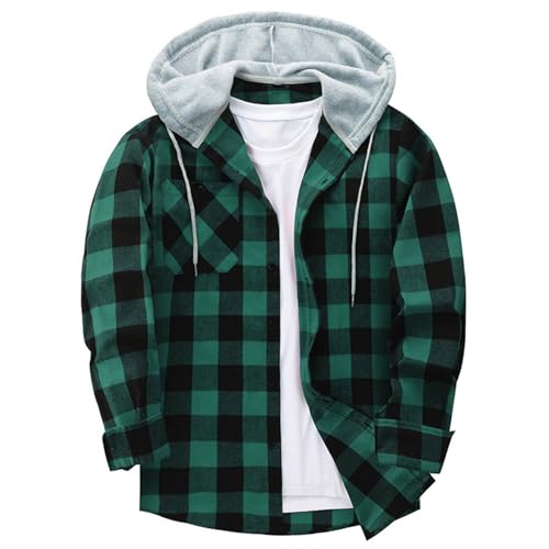 Plaid Jacket Mid Length Trench Coat Fall Wool Pea Coat with Pockets,Flannel Plaid Shirt Long Sleeve Roll Up Button Down Casual Shirts
