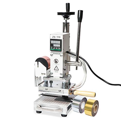 ZONEPACK Hot Foil Stamping Machine with Sliding Positioning Plate Tipper Stamper Bronzing Card Foil Custom Logo Embossing for PVC Leather PU and Paper Heat Press 110V ZS-110 Upgrade Version