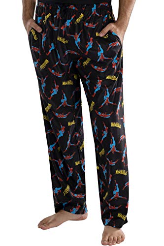 Marvel Comics Men's Spiderman Classic Comic Allover Print Loungewear Pajama Pants (MD) Black