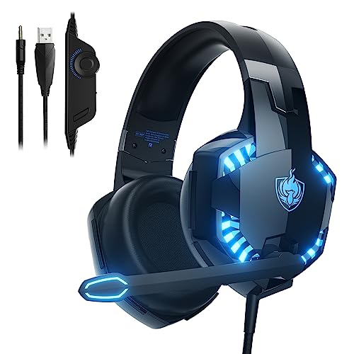 PHOINIKAS PC Gaming Headset, G2000 Stereo Gaming Headset for PS4 Xbox One PS5 Switch Controller, Over Ear Headphones with Noise Cancelling Mic, Bass Surround, Laptop Tablet Games