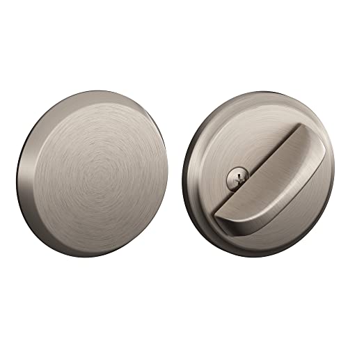 Schlage B81619 Standard Trim Non-Keyed One Sided Deadbolt, Highest Residential Security, Single thumbturn, Satin Nickel