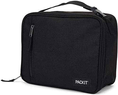 PackIt Freezable Classic Lunch Box, Black, Built with EcoFreeze Technology, Collapsible, Reusable, Zip Closure With Zip Front Pocket and Buckle Handle, Designed for Fresh Lunches