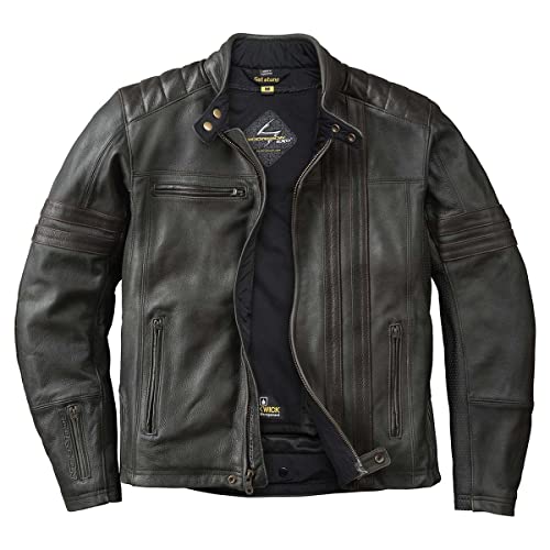 ScorpionEXO EXO 1909 Vintage Leather Jacket with Thermal Liner and Armor (Black/Brown - X-Large)