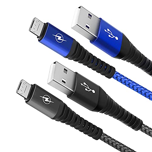 XUANMEIKE Charger Cable for Xbox One Controller, 2 Pack 10FT Super Long Nylon Charging Cable, Compatible with Xbox One S/X, PS4 Slim/Pro Controller, Android Phone (Black & Blue)