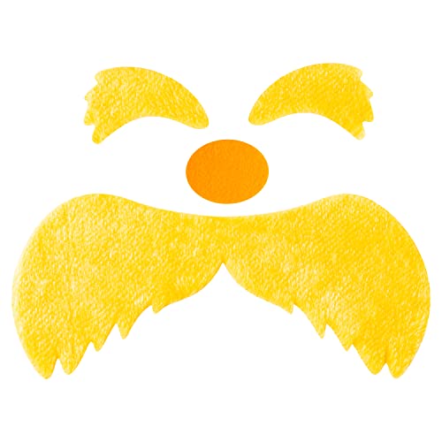 4Pcs Book Week Costume Yellow Fake Mustache Accessories Felt Facial Self Adhesive Eyebrow Nose Mustache Synthetic Cosplay Assortment Dress-up Cat's Hat Pretend Play Party Supplies Favors for Kid Adult