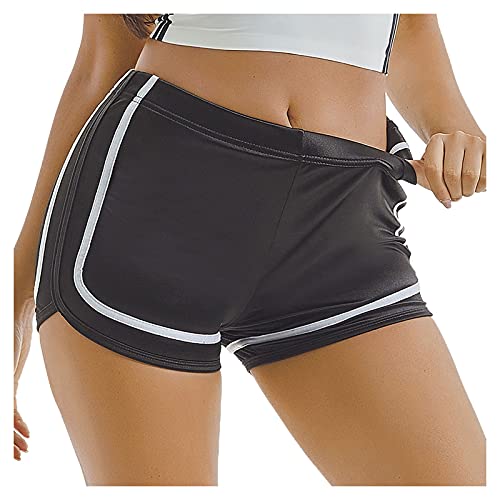 Bblulu Butt Lifting Yoga Shorts for Women High Waist Tummy Control Ruched Hot Pants Sport Running Beach Shorts Textured Tight