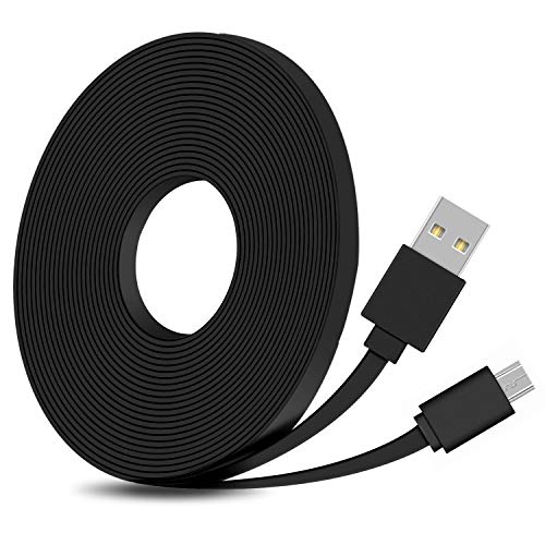 FASTSNAIL 16.4FT Flat Power Extension Cable for WyzeCam, for WyzeCam Pan, for Wyze Cam V3, for KasaCam NestCam Indoor, for Yi Cam, for Blink, USB to Micro USB Charging and Data Sync Cord