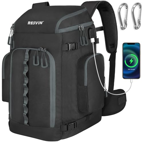 RESVIN Ski Boot Bag, 65L Durable Travel Backpack, 1680D Nylon Waterproof Snowboard Boot Bag, Skiing and Snowboarding Travel Luggage for Helmet, Goggles, Gloves, Outerwear & Accessories