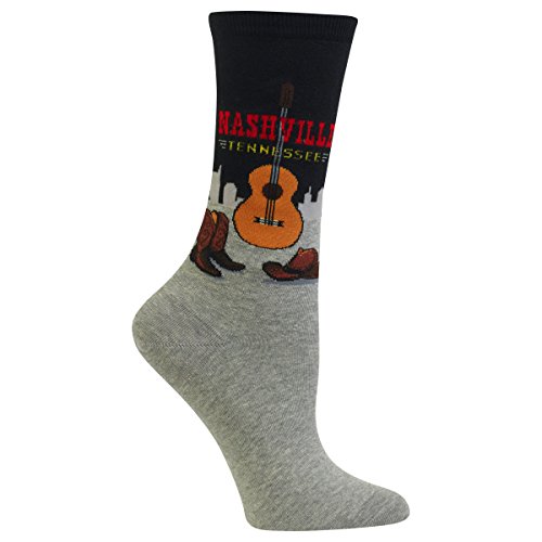 HOTSOX Women's Nashville Crew Socks 1 Pair Pack, Black, Women's Shoe Size: 4-10