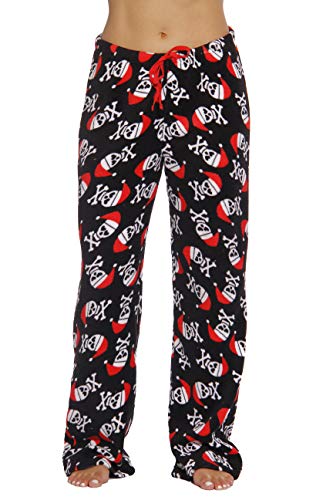 6339-10177-M Just Love Women's Plush Pajama Pants - Petite to Plus Size Pajamas,Black - Santa Skull,Medium