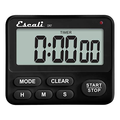 Escali Extra Loud Display Digital Kitchen Timer with Clock Mode, Recall Timer Magnetic Back