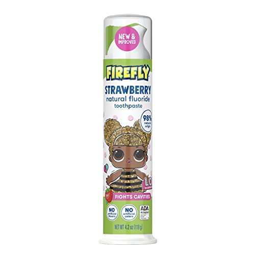 Firefly Kids Anti-Cavity Natural Fluoride Toothpaste, L.O.L. Surprise!, ADA Accepted, StrawberryFlavor, 4.2 Ounce