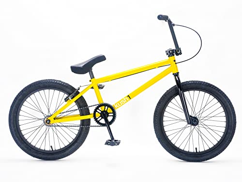 Mafiabikes Kush1 Black 20 inch BMX Bike - Yellow, Fat Tyres, Freestyle BMX Bike