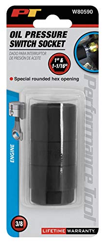 Performance Tool W80590 Oil Pressure Switch Socket, 1/2 Drive | Fits 1 Inch and 1-1/16 Inch Oil Pressure Switches | Accepts Oil Pressure Sending Units Up to 2-5/8 Inches Long
