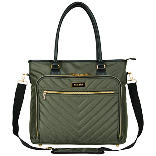 Kenneth Cole REACTION Chelsea Chevron 15' Laptop & Tablet Business Tote W/Removable Shoulder Strap, Olive