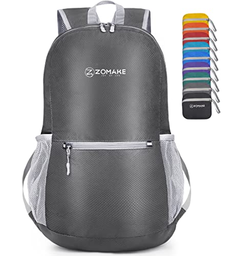 ZOMAKE Ultra Lightweight Hiking Backpack 20L - Packable Small Backpacks Water Resistant Daypack for Women Men(Medium Grey)