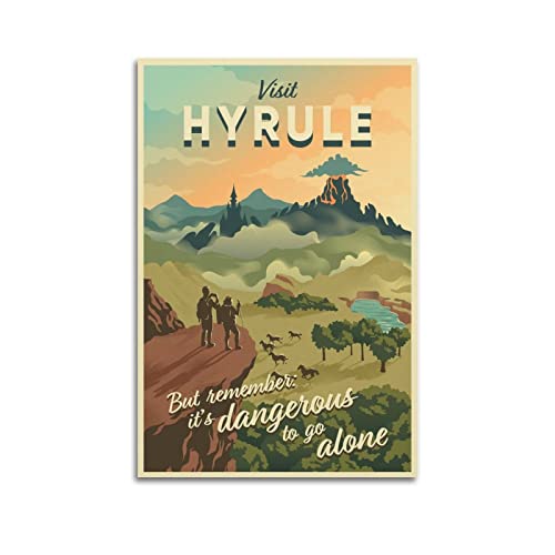 YiYLunneo Legend of Ze-lda Hyrule Vintage Travel Posters Video Game Poster Posters for Room Aesthetic Canvas Wall Art Bedroom Decor 12x18inch(30x45cm)