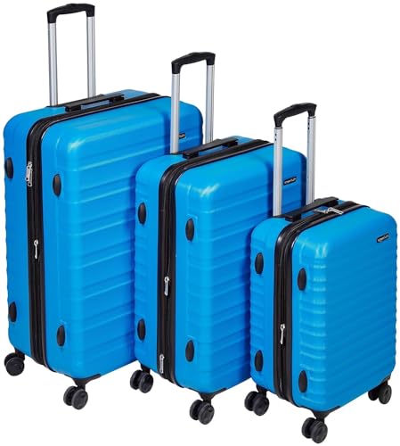 Amazon Basics 3-Piece Set Hardside Spinner, Light Blue