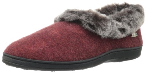 Acorn womens Chinchilla Collar slippers, Crackleberry, 6.5-7.5 US