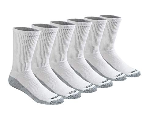 Dickies Mens Dri-tech Moisture Control Crew Multipack Socks, White (6 Pairs), Medium US