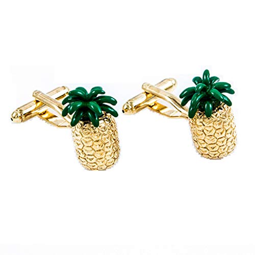MRCUFF Pineapple Hawaii Fruit Cook Chef Pair Cufflinks in a Presentation Gift Box & Polishing Cloth