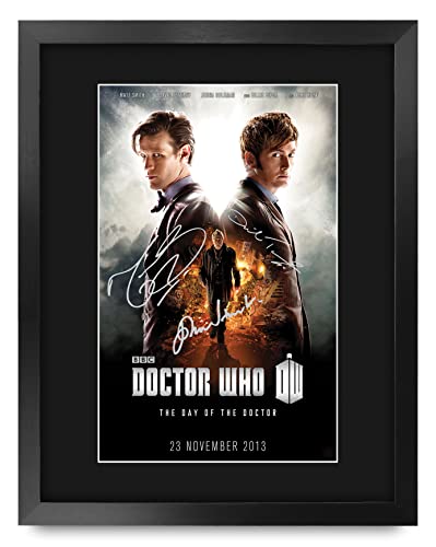 HWC Trading Framed 11' x 14' Print - Dr Who - Day Of The Doctor TV Series Poster David Tennant Matt Smith John Hurt Signed Gift Mounted Printed Autograph Film Gifts Photo Picture Display