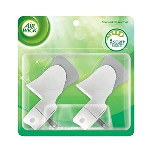 Air Wick plug in Scented Oil Warmer, White, Essential Oils, Air Freshener, 2 Count (Pack of 1)