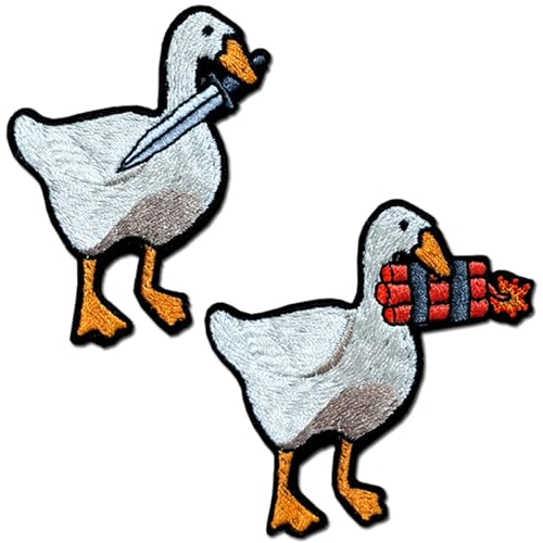 Yuppies Funny Tactical Military Morale Hook and Loop Patches(2 Pcs), Cute Duck with Explosive Embroidered Patch Emblem, Cool Army Goose Meme Patch for Backpacks, Vest, Hat, Dog Harnesses