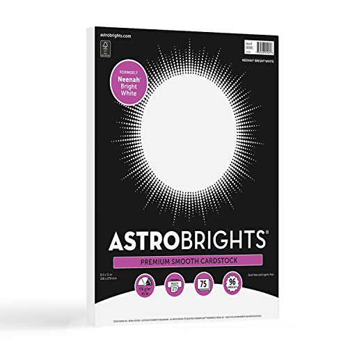 Astrobrights/Neenah Bright White Cardstock, 8.5' x 11', 65 lb/176 gsm, White, 75 Sheets (90905-02) - Packaging May Vary