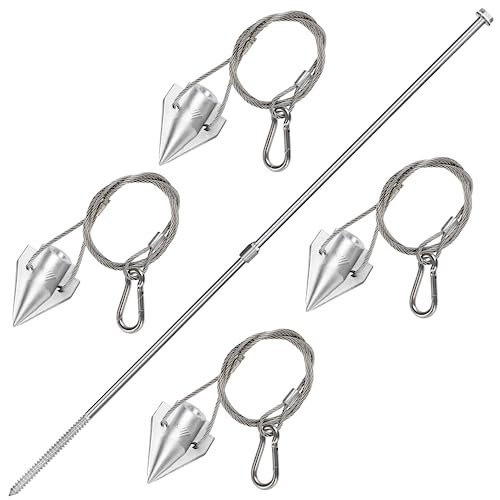Earth Anchors 30' Set of 4 with Installation Rod - Ground Anchors Heavy Duty for High Winds - Swing Set Anchors - Mobile Home Anchors - Storage Shed Anchor Kit - Swingset Anchors - Deck Anchors