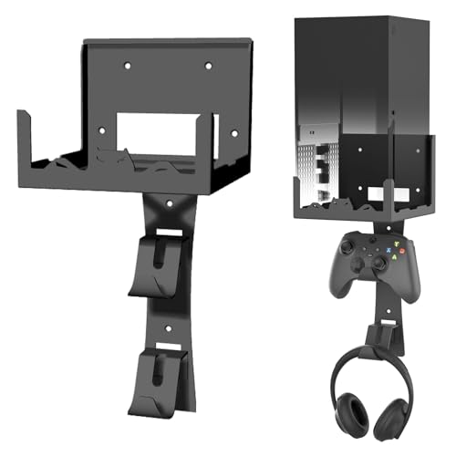 BracNova Wall Mount Kit for Xbox Series X , Steel Wall Mount Kit Shelf Stand Accessories with Detachable Controller Holder and Headphone Hook, Safely Store Your Xbox X Console Near or Behind Your TV