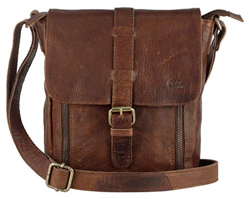 Mou Meraki Genuine Leather Brown Crossbody Purse and Handbags - Crossover Bag Over the Shoulder