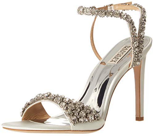 Badgley Mischka womens Galia Heeled Sandal, White Satin, 7.5 US