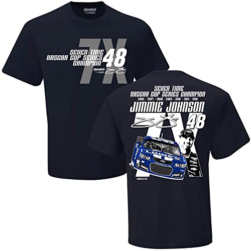 Jimmie Johnson 7X Cup Series Champion #48 Double Sided Short Sleeve T-Shirt (as1, Alpha, l, Regular, Regular) Blue