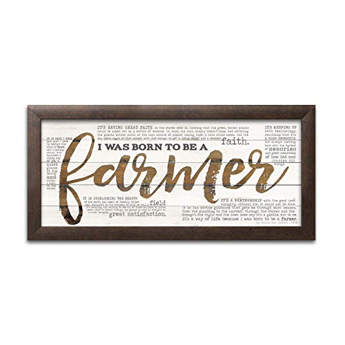 Gango Home Decor Country-Rustic Born to be a Farmer by Marla Rae (Ready to Hang); One 18x8in Brown Framed Print