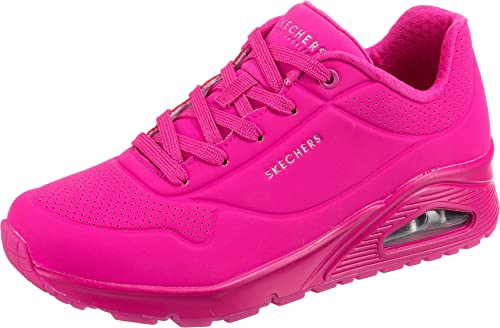 Skechers womens Skecher Street Women's Uno - Night Shades Sneaker, Pink Hot Pink Durabuck Htpk, 8.5 US