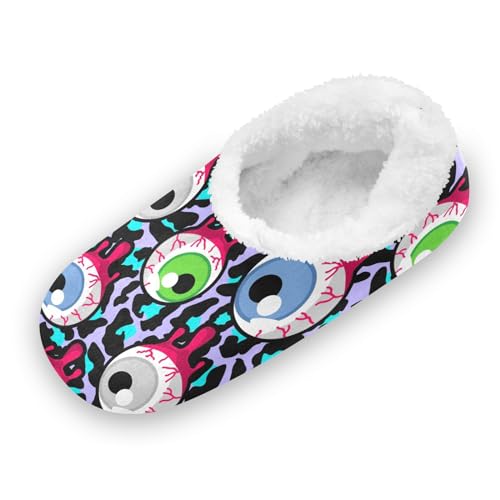 Halloween Zombie Eyeballs Unisex Kids Toddler Slippers for Boys Girls Baby Soft Plush House Slippers with Non-Slip Rubber Sole Warm Socks for Toddler Kids Indoor