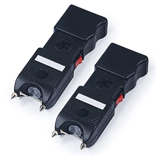 DARTMOOR 300,000V Stun Gun Ultrapowerful Rechargeable Phone Size with 100lm Tactical Flashlight 120db Alarm for Men Women & Self Defense, Custom Holster & Lanyard, Black