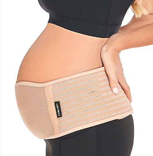 Gepoetry Maternity Belly Band for Pregnant Women | Pregnancy Belly Support Band for Abdomen, Pelvic, Waist, & Back Pain | Adjustable Maternity Belt | For All Stages of Pregnancy & Postpartum (Beige)