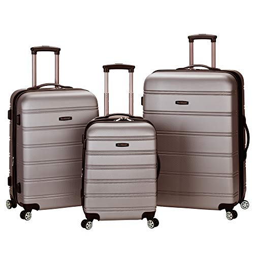 Rockland Melbourne Hardside Expandable Spinner Wheel Luggage, Silver, 3 Piece (20'/24'/28')