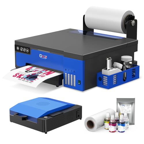 DTF Printer A4 L8058 Transfer Printing Machine with White Stirring System for DIY Print T-Shirt Direct to Film Printer (Printer +Oven+5 x 250ml Ink+100m Film)