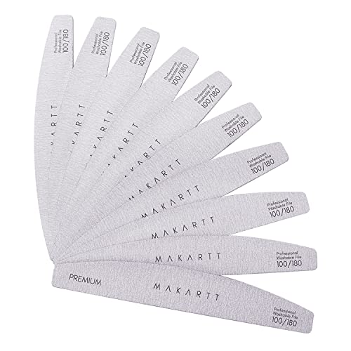 Makartt Nail File100/180 Grit Nail Files for Acrylic Nails Gel Nails Dip Nails Professional Strong Emery Boards for Nails Doubled Sides Washable Nail Accessories Tools Valentine's Day Gift 10PCS
