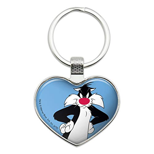 GRAPHICS & MORE Looney Tunes Sylvester Keychain Heart Love Metal Key Chain Ring