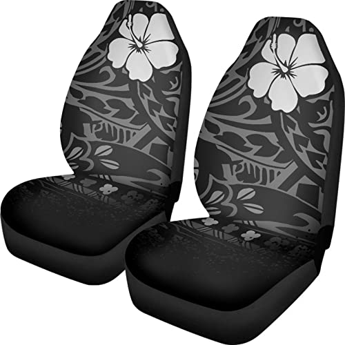 Semiouray Hawaii Hibiscus Print Car Seat Covers 2 PCS Front Universal Tribal Arrow Auto Seats Scratch Protector Fits for Car,SUV Sedan,Truck Fits for Cars Trucks SUVs, Gray Black